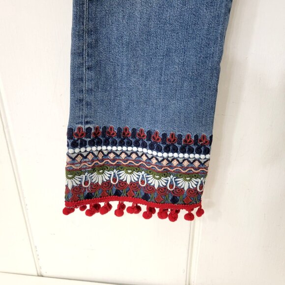Anthropologie Pilcro & The Letterpress Women's Cropped Embroidered Jeans with Po - Picture 3 of 5